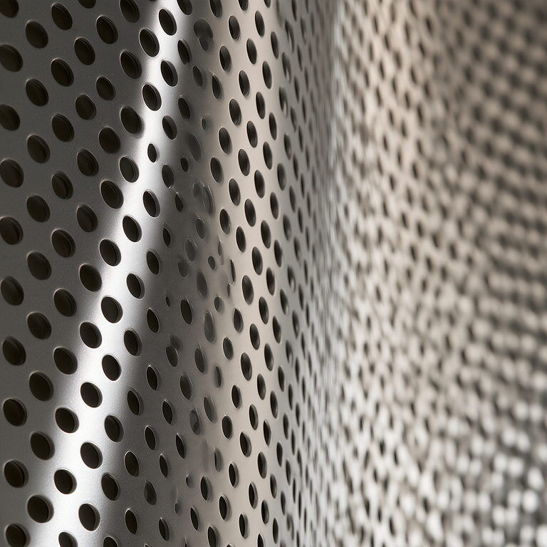 Zbliżenie na perforowaną blachę aluminiową