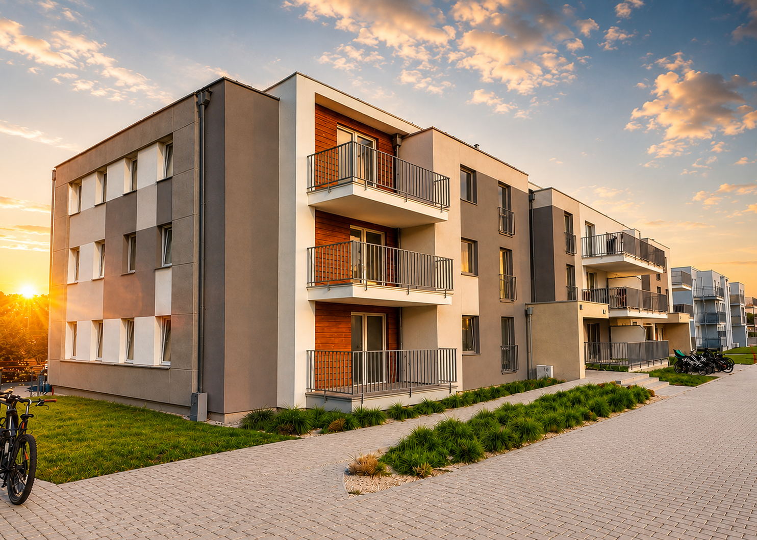 Balkony w popołudniowym słońcu